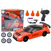 Remote Controlled R/ C Sports Car 1:24 Orange Interchangeable Wheels