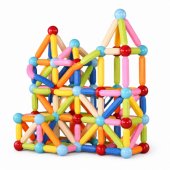 Magnetinių konstruktoriaus kaladėlių rinkinys dėžutėje 3D Sticks 166 vnt.