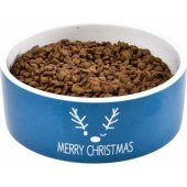 Trixie Miska ceramiczna dla psa, Merry Christmas, niebieska, 16x6cm