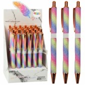 Metalinis automatinis blizgus tušinukas su mėlynu rašalu, 1,0 mm