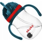Akuku naujoviškas gertuvė puodelis su pasunkintu šiaudeliu blue/ red Akuku