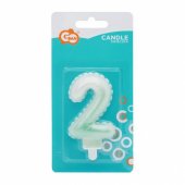 Candle topper Number 2 (7cm) White/ Green Ombre