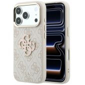_8455253 Guess PU 4G dervos ir metalo logotipo dėklas, skirtas iPhone 18 Pro Max, rožinis