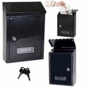 Mailbox for letters, galvanized steel, black, 26.5x18.5x6.5cm
