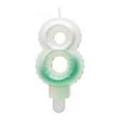 Candle topper Number 8 (7cm) White/ Green Ombre