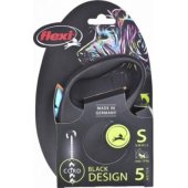 Flexi automatinis pavadėlis Black Design S, virvinis, 5 m, mėlynas