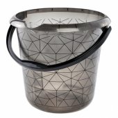 BUCKET WITH DECOR POLYGON 10L BLACK