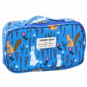 Pencil Case School Organizer Cosmetic Bag Additional Pocket Blue 22.5c