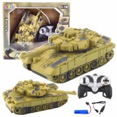 T90 karinis tankas, nuotoliniu būdu valdomas RC, šviesos, garsai, smėlio spalvos, 1:18