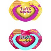 Silicone Symmetrical Soothers NEON LOVE 18m+ 22/ 654 Pink 2pcs