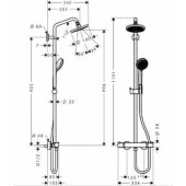 Shower system with thermostat Croma 160 1jet/ Croma 100 Vario, h