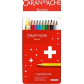 Caran d`Arche wisscolor spalvoti pieštukai, metalinė dėžutė, 12 vnt.