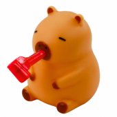 Squishy Capybara with Trumpet and Pipe Bronze Figurine 7cm