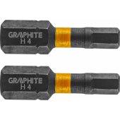 Graphite Screwdriver bit (HEX4 x 25 mm impact bits, 2 pieces).