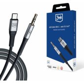 Kabelis USB-C - Jack 3.5mm 1m juodas/ sidabrinis