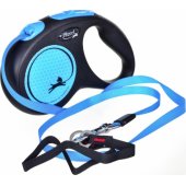 Flexi automatinis pavadėlis New Neon M, juosta 5 m, mėlynas