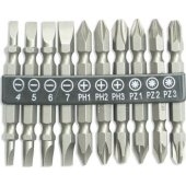 Dedra set of double-sided bits 10 pieces ,65mm: SL4/ 5/ 6/ 7,PH1/ 2/ 3,PZ1
