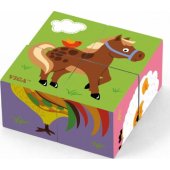 Viga Drewniana układanka Farma Puzzle Viga Toys 4 klocki