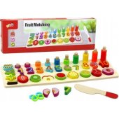 Educational Set Sorter Wooden Board Learning Mathematics Fruit