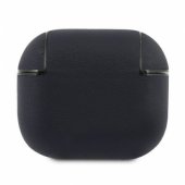 Natūralios odos „AirPods 3“ dėklas, sidabrinis logotipas, tamsiai mėlynas