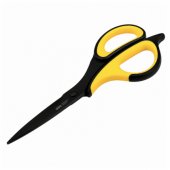 Juodos ir geltonos spalvos nerūdijančiojo plieno biuro žirklės 18.4 cm