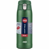 Emsa TRAVEL MUG light thermo mug (dark green, 0.4 liters, flip lid)