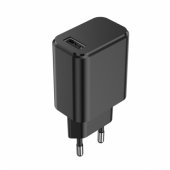 Charger 1x USB 3A black + USB-C cable 1,0 m