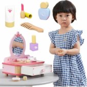 Viga Toys Viga rožinis medinis tualetinis staliukas su veidrodžiu + Akce