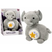 Pliušinis drambliuko projektorius migdukas Elephant Gray Cuddly Toy Stars Melodi