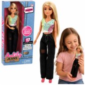 Anlily fashion doll in dark jeans, colorful top, blonde hair