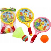 Vaikiškos badmintono raketės, gyvūnai, geltona, rožinė