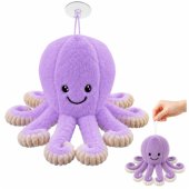 Pliušinis aštuonkojo žaislas su siurbtuku, violetinis, 16 cm