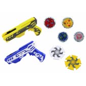 Gun Launcher Set 4 Metal Discs Blue Yellow Lights