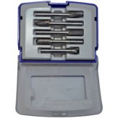 Set of tungstene carbide rotary burrs Ø8 mm, 6mm shank, 5 pcs