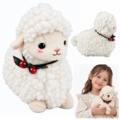 Plush Lamb Cuddly Toy with Decoration – White, 30 cm