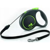 Flexi automatinis pavadėlis Black Design M, 5 m juosta, žalias