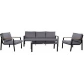 LONA stalo sofa ir 2 kėdės, pilka/ juoda