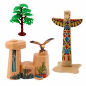 Indėnų figūrėlių rinkinys Village Indians Kayak Totem