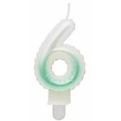 Candle topper Number 6 (7cm) White/ Green Ombre