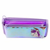 Holographic Purple Unicorn School Pencil Case 21.5x9 cm