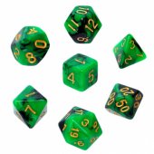 REBEL RPG Dice Set - Bicolor - Green/ Black (106476).