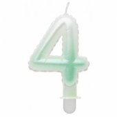 Candle topper Number 4 (7cm) White/ Green Ombre