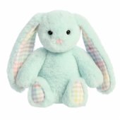 _7444304 AURORA Rainbow Gingham Bunnies pliušinis mėtų žalios spalvos triušis, 18 cm