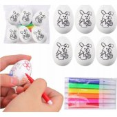 Easter Styrofoam Eggs For Painting Markers Pattern Rabbit B 6pcs