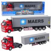 Truck Container With Pull-Back Drive Opening Doors Gray Red