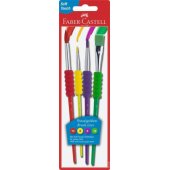 Faber-Castell PĘDZLE SZKOLNE Z MIĘKKIM UCHWYTEM 4SZT. BLISTER