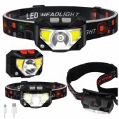 LED galvos žibintuvėlis su judesio jutikliu, 6 apšvietimo režimai