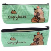 School Pencil Case Capybara Metallic Shimmering Green