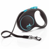 Flexi automatinis pavadėlis Black Design S, juosta 5 m, mėlynas