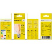 LED kaitrinė lemputė E27, G95, 10W, 1200lm, 3000K, 360°, gintaro spalvos